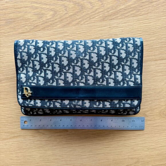 Vintage Christian Dior Diorissimo Leather & Canvas Clutch Bag - Picture 2 of 14